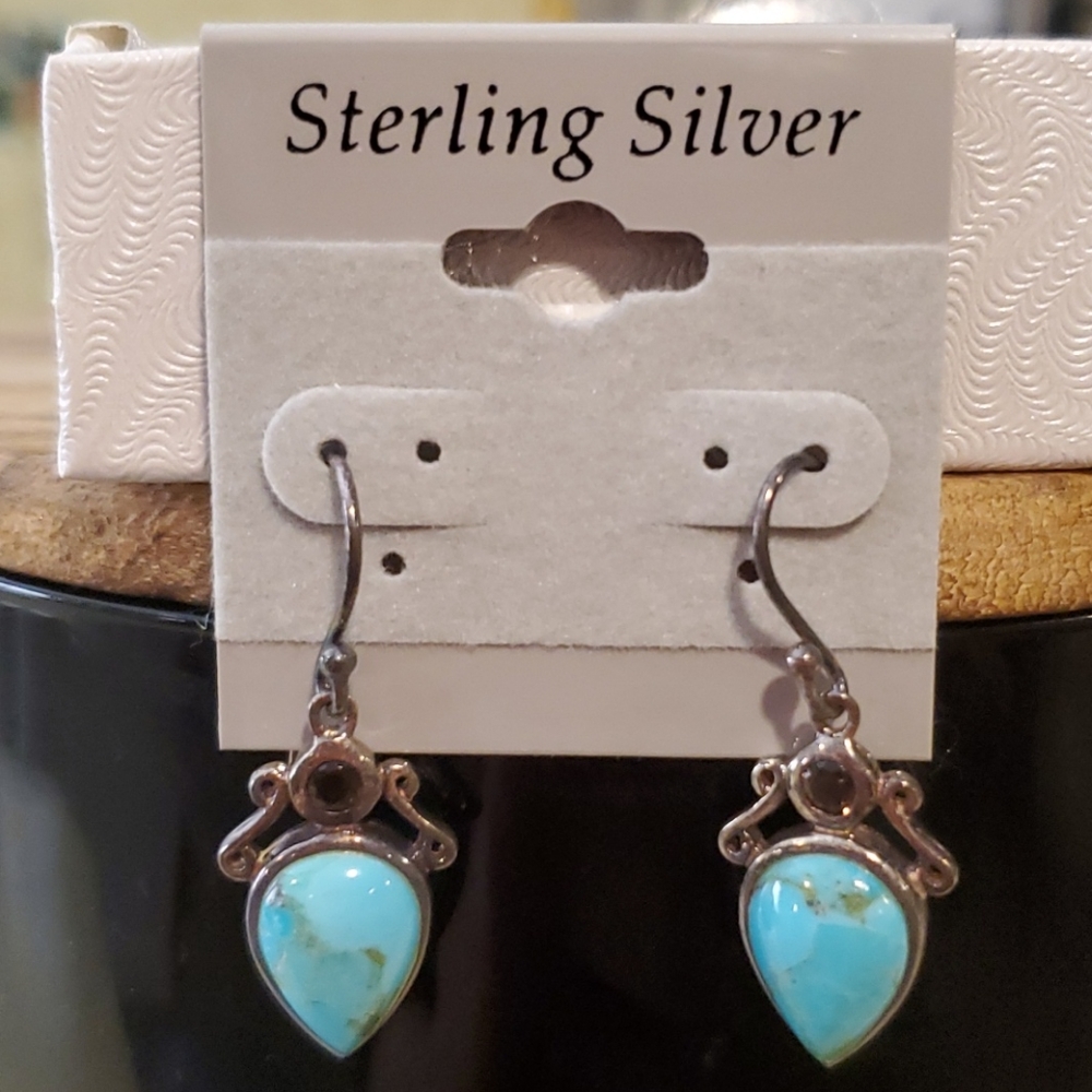 Genuine turquoise sterling silver earrings